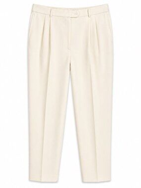 Career Essentials Womens Pleated 100% Wool Cream Pants Size 18